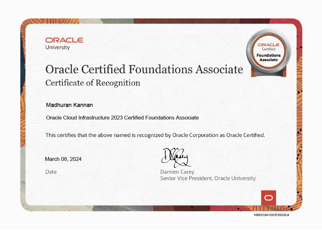 Oracle Cloud Certificate 2024